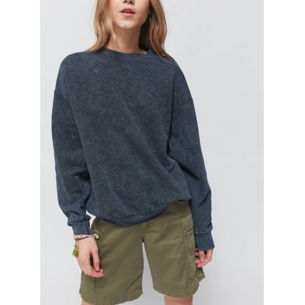 100% хлопок плюс женщин фуфайки размера мытье Crewneck слишком больших простое