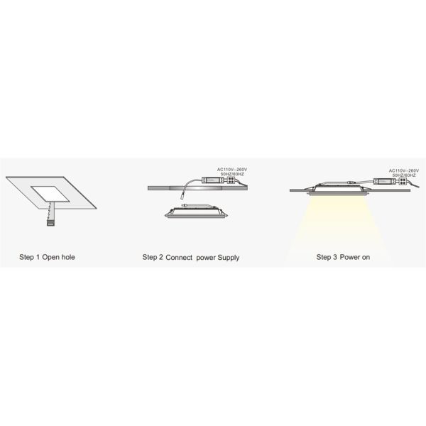 High efficiency square 12w glass downlight with CE, CB, GS, SAA certificate