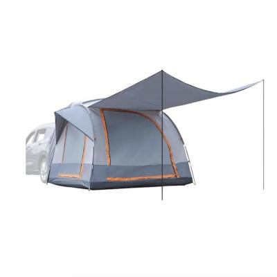 Tenda de acampamento SUV 210D revestida de poliéster cinza para 6 pessoas com janelas de malha e proteção UV
