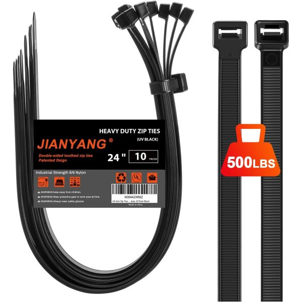 12.7mm Width Nylon Cable Wire Ties Black 70lbs Tensile Strength Heat Resistant Plastic Tie Wraps