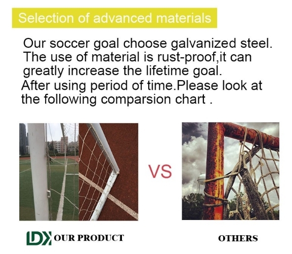 En el caso de los equipos de fútbol de aluminio de nylon, el objetivo de la red de fútbol de acero de acero suave es el objetivo de fútbol de acero.