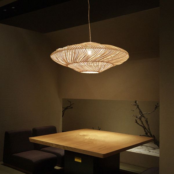 UFO Shades Rattan Lamp Creative Chinese Style Pendant Lights Wooden Suspension lamp（WH-WP-54)