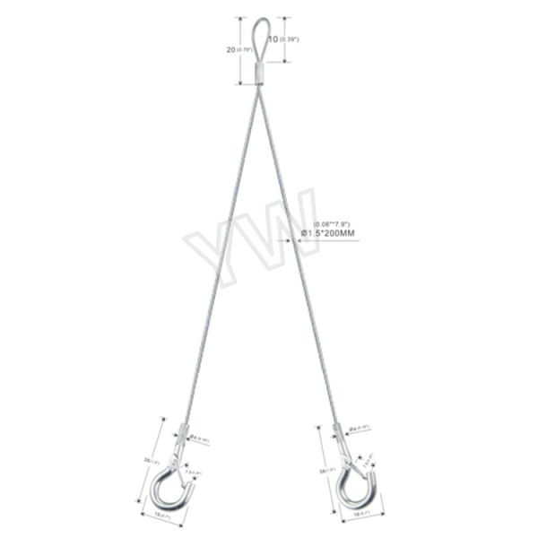 Тип смертная казнь через повешение набора ы подвеса стального провода 2 ног кабеля креста с щелчковыми крюками
