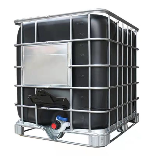 1000 Liters IBC Galvanized Steel Outer Cage And Black Inner Container For Chemical Industry