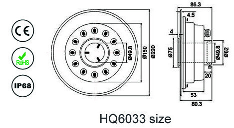 18W LED Submersible Lights Central Hole , Submersible Pond Light Stainless Steel