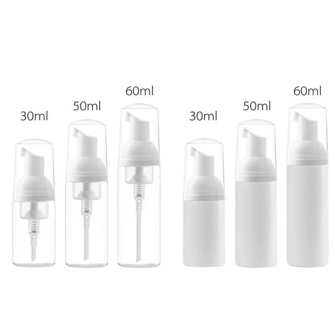 Full Set Cosmetic Foam Pump PET Bottle Refillable Facial Wash Foam Dispenser Multiple Capacity 50/75/100ml Customization