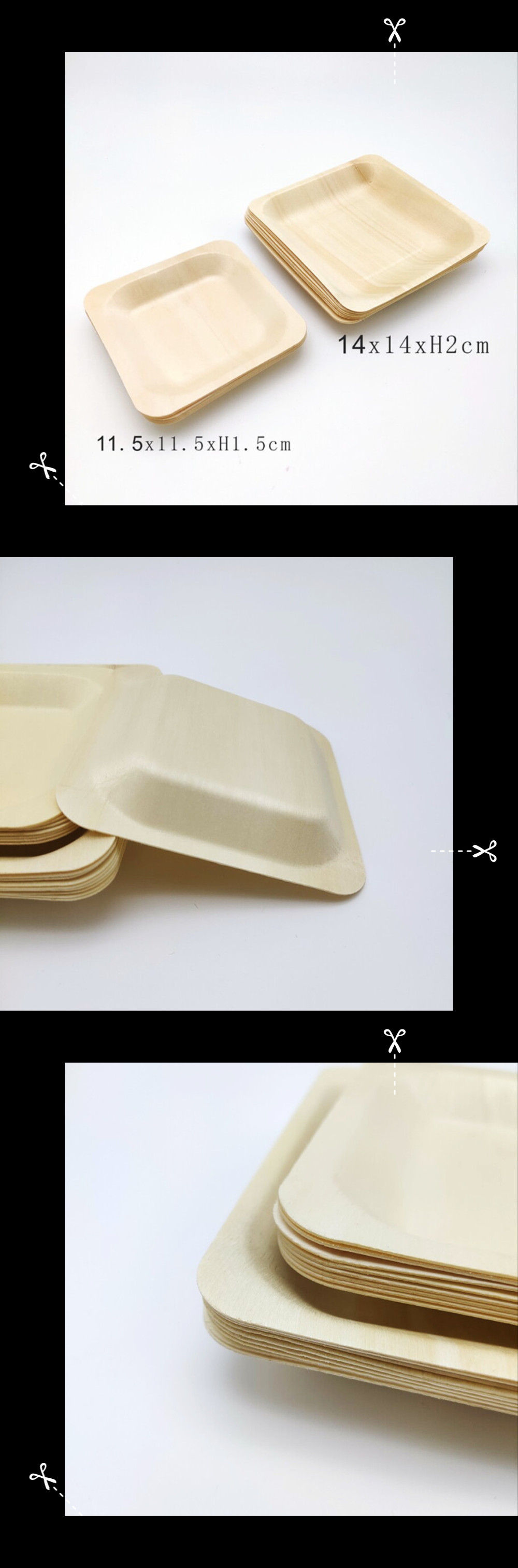 Tableware дружелюбной березы Eco квадрата устранимый деревянный для суммы шарика рыб суш тусклой