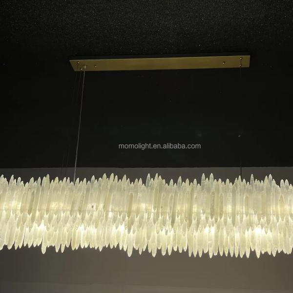 Custom Made 72 Inch Selenite Chandelier with 10-Year Warranty for Dining Room