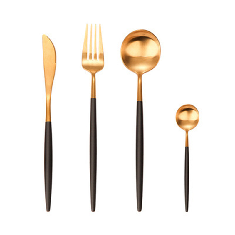 Flatware кухни 4 частей SGS устанавливает ложку 18/8 и вилку нержавеющей стали покрытые золотом
