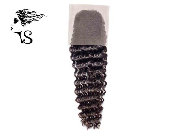 Long Tight Wavy Brazilian Human Hair Lace Closure , Lace Front Closure Piece