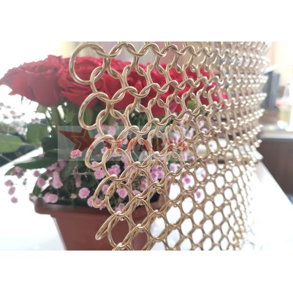 Stainless Steel Rose Gold Metal Ring Mesh Curtain For Space Divider