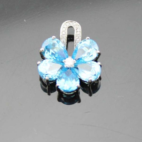 Women Jewelry  Purple Cubic Zircon Flower Pendant Necklace  (PSJ0223)
