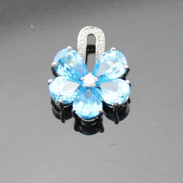 Women Jewelry  Purple Cubic Zircon Flower Pendant Necklace  (PSJ0223)