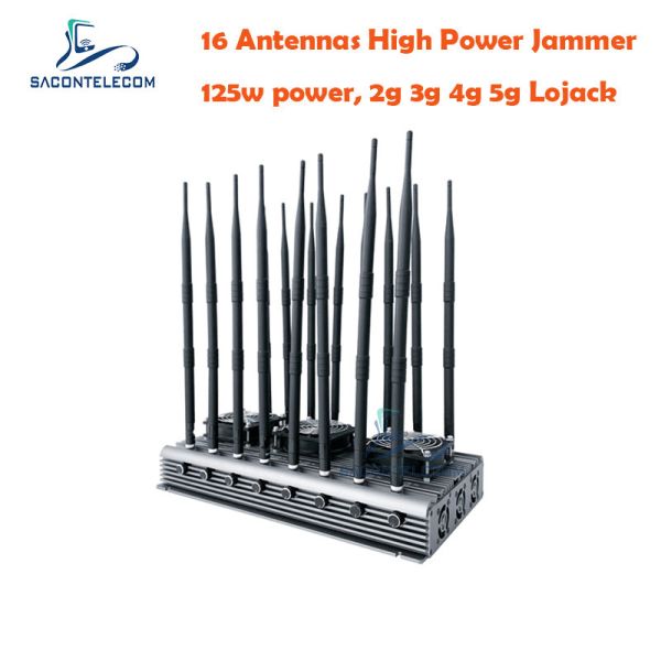 16 Antennas 125W Power 40m Radius Desktop WiFi Signal Jammer for Multiband Blocking