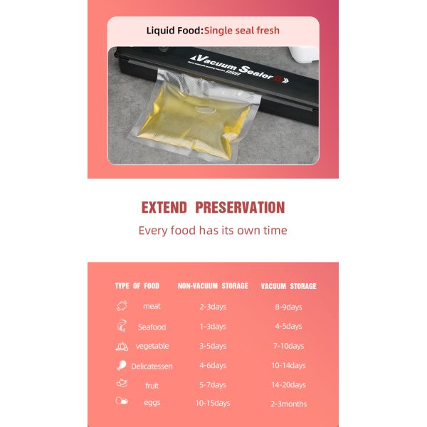 Super Suction Automatic Suction Vacuum Food Sealers for Home Hotel Restaurant in Black