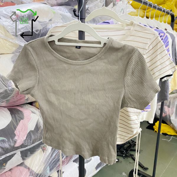 Women'S Grade Knitted Short Sleeved Shirt Used Clothes China Formal Blouses Mixed Colors
