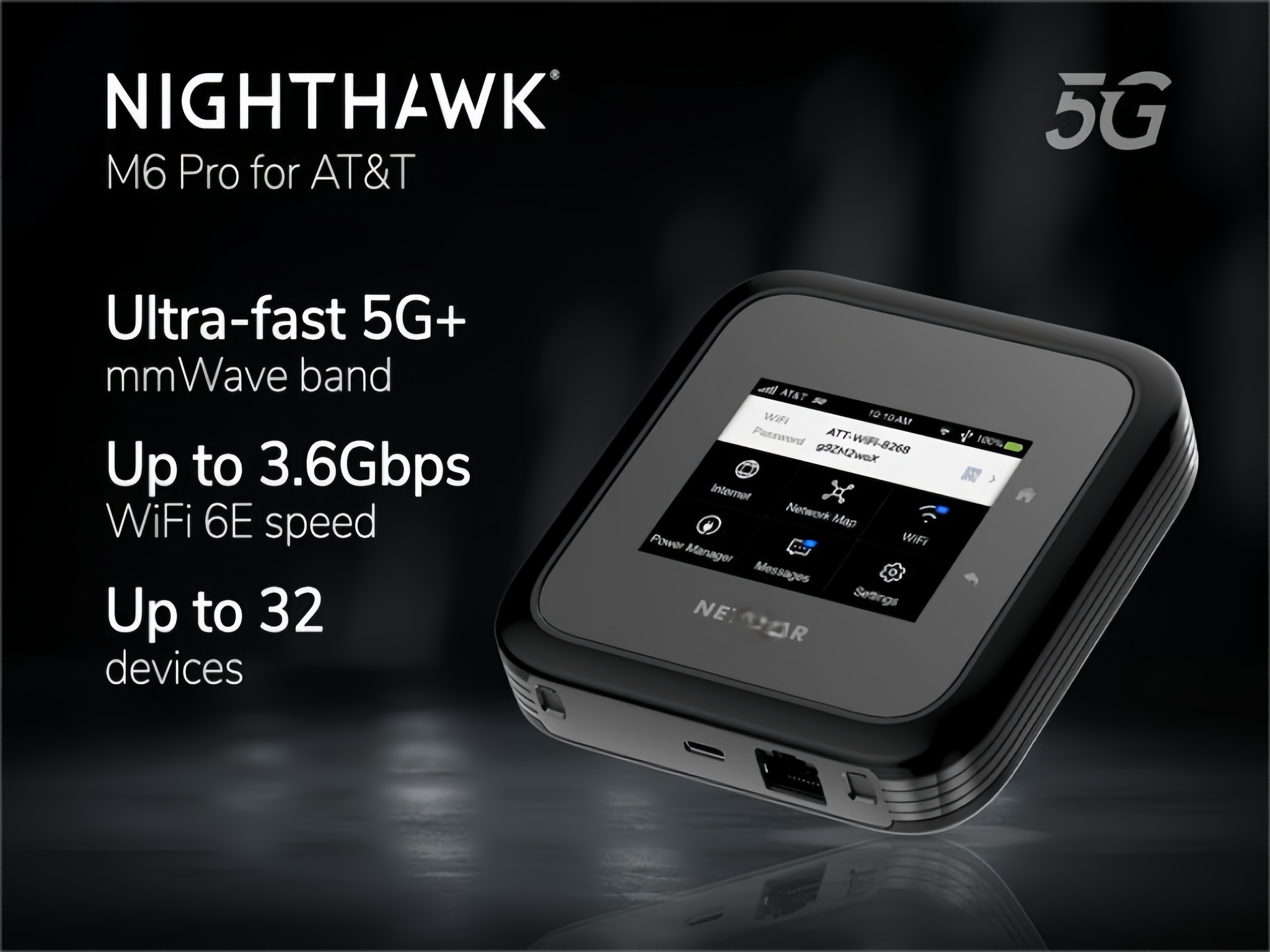 Netgear M6 5G WiFi Router with 2167Mbps Speed 5040mAh Battery and 2.8'' Touch LCD Mobile Hotspot