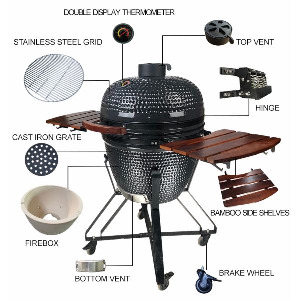KIMSTONE   23.5 Inch Smoker Barbecue Grills Kamado Joe Cooking Ceramic Bbq