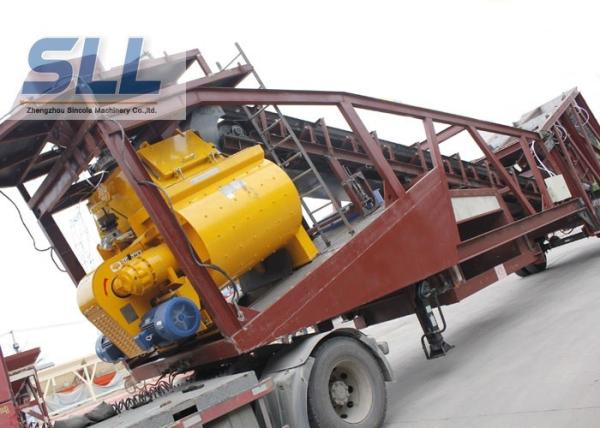 AC380v / 50hz Mobile Concrete Batching Plant Easy Installation / Remove 