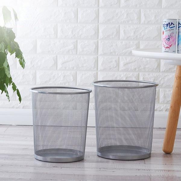 Large Home Office Kitchen Bathroom Waste Bin Barbed Wire Uncovered Paper Basket Metal Iron Trash Can