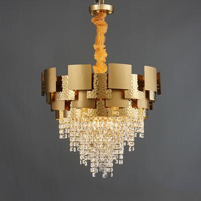 Dos cristais de vidro do candelabro do ouro do titânio luzes luxuosas 6m2 do pendente a 25m2