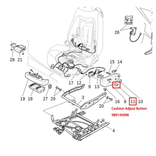 Pour Maserati GranTurismo Grancabrio Quattroporte Bouton avant et arrière et dossier régler le bouton Adaptation OEM 980145095 980145096