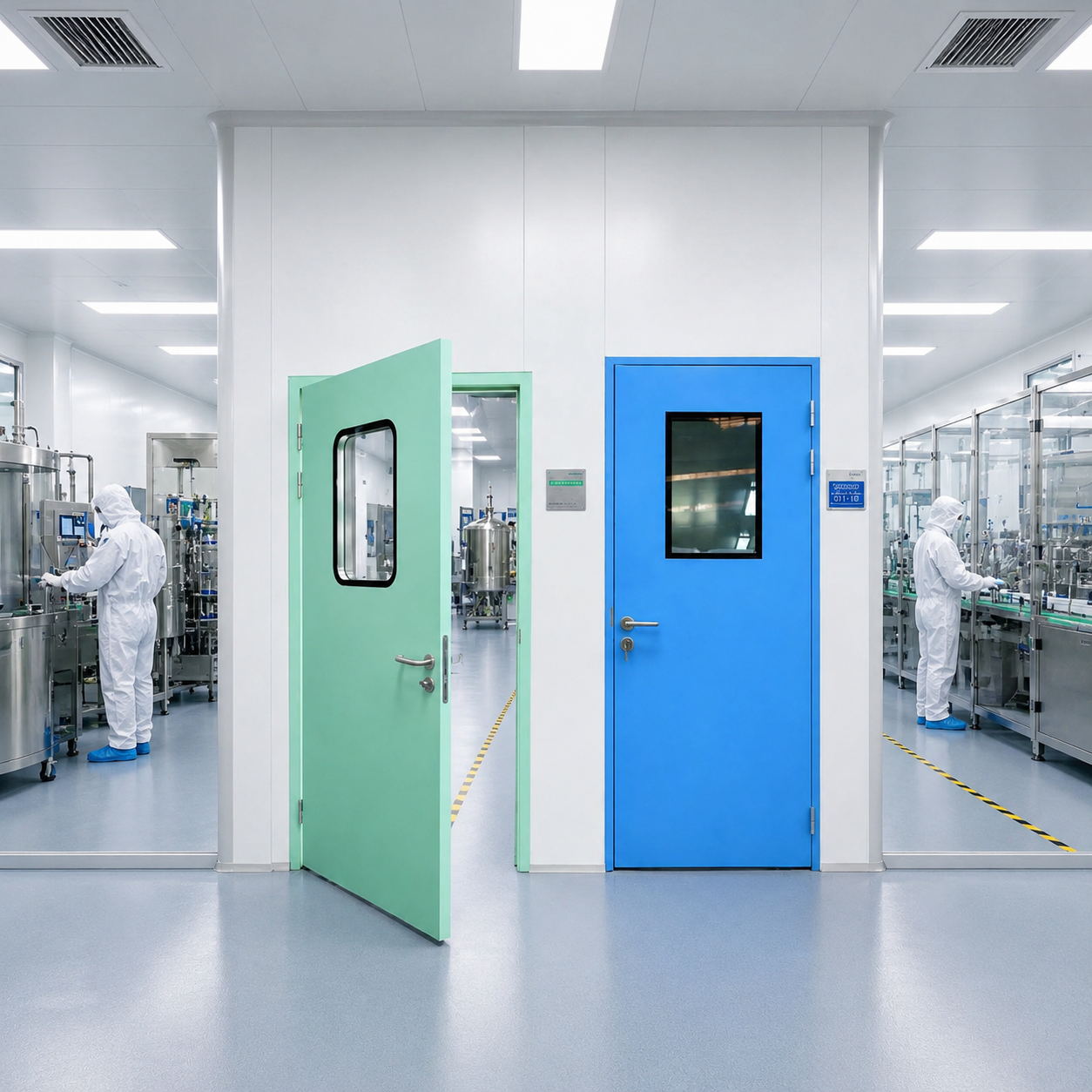 Hygienic Cleanroom Steel Door with Custom Sizes and Airtight Seal for Industrial