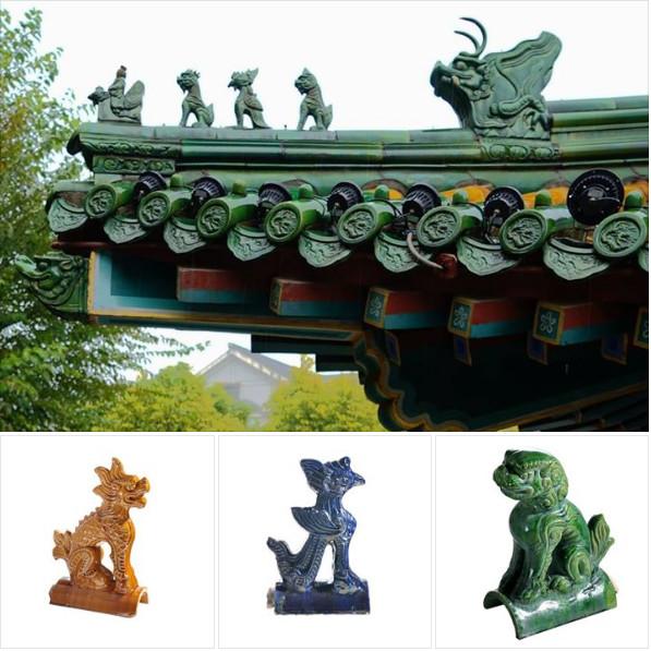 Ceramic Chinese Glazed Roof Tiles 160mm Traditional Architecture Eaves