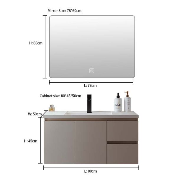 Environmentally Hanging Bathroom Vanity 2 Drawers Wall Mounted