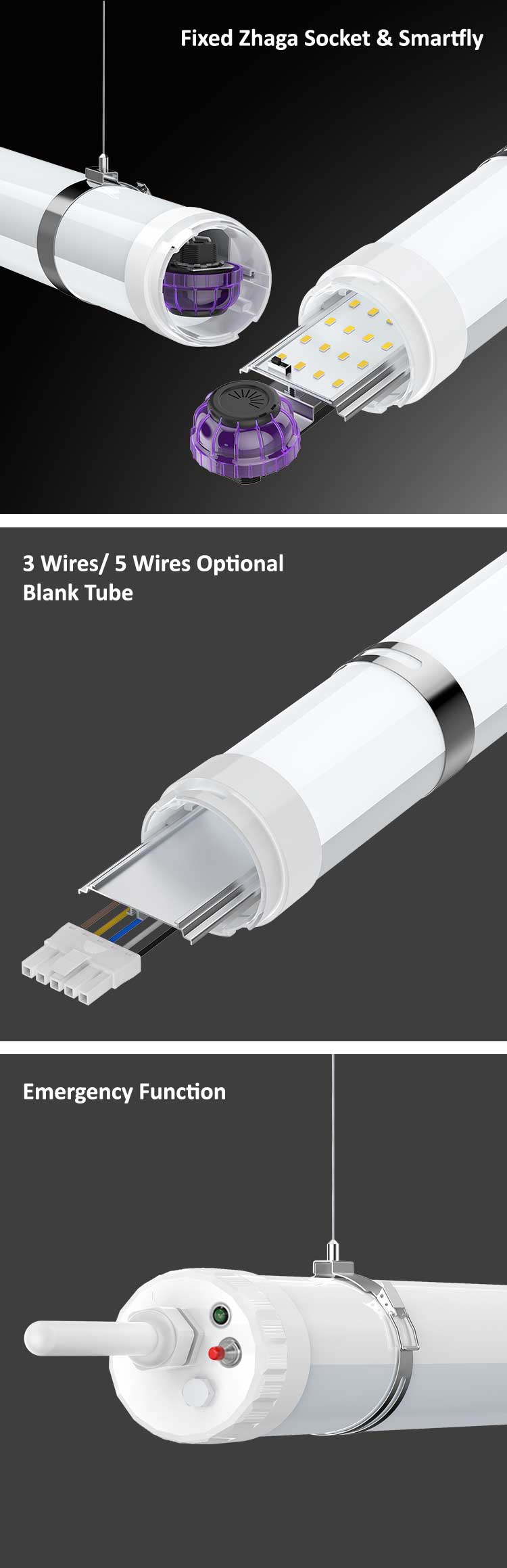 Custom IP65 Waterproof LED Tube Light with 50,000 Hours Lifespan and Dimmable Function for Industrial Use