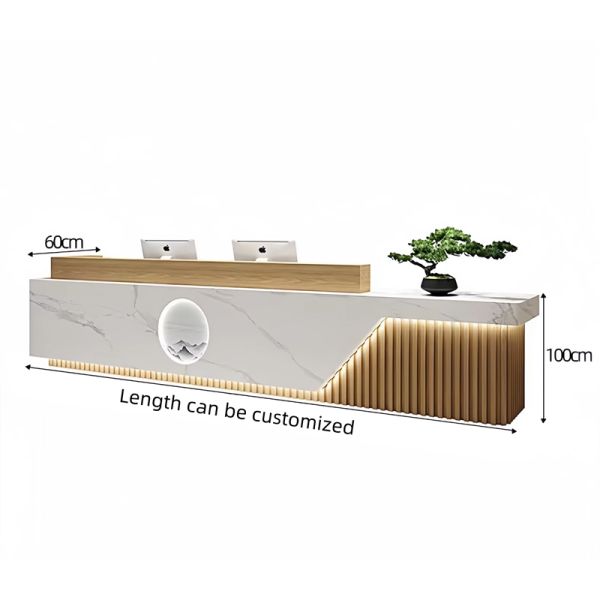 Customized Nordic Style Wooden Office Front Desk Salon Barber Shop Reception Desk Cafe Furniture