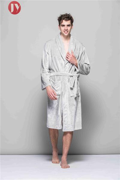 Mens Soft Bathrobe Fleece Kimono Hotel Spa Bathrobe Adults Men Boys Washable Breathable Fleece