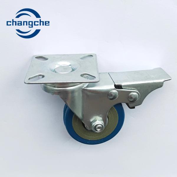 3 Inch Blue Industrial Caster Wheels with Flat Plate Stem