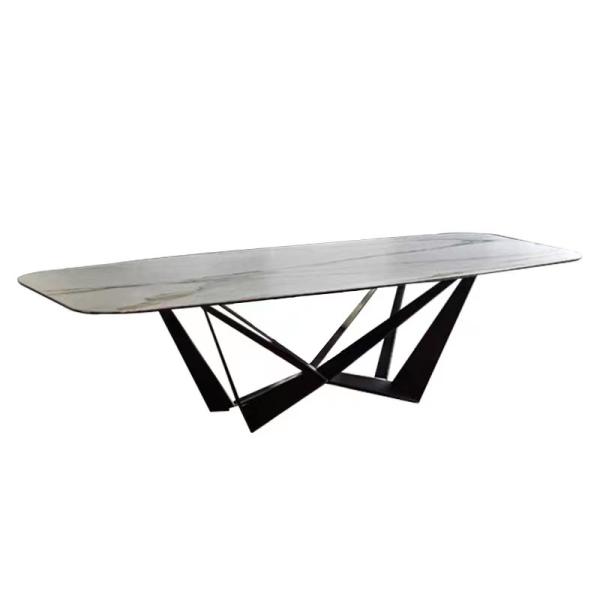 ceramic  Metal Cross Leg Dining Table ,  Rectangle Cross Extension Table