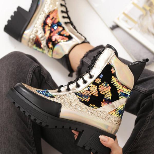 Bead Piece Size 5 Ladies Flat Boots Upper Lace Up With Square Heel