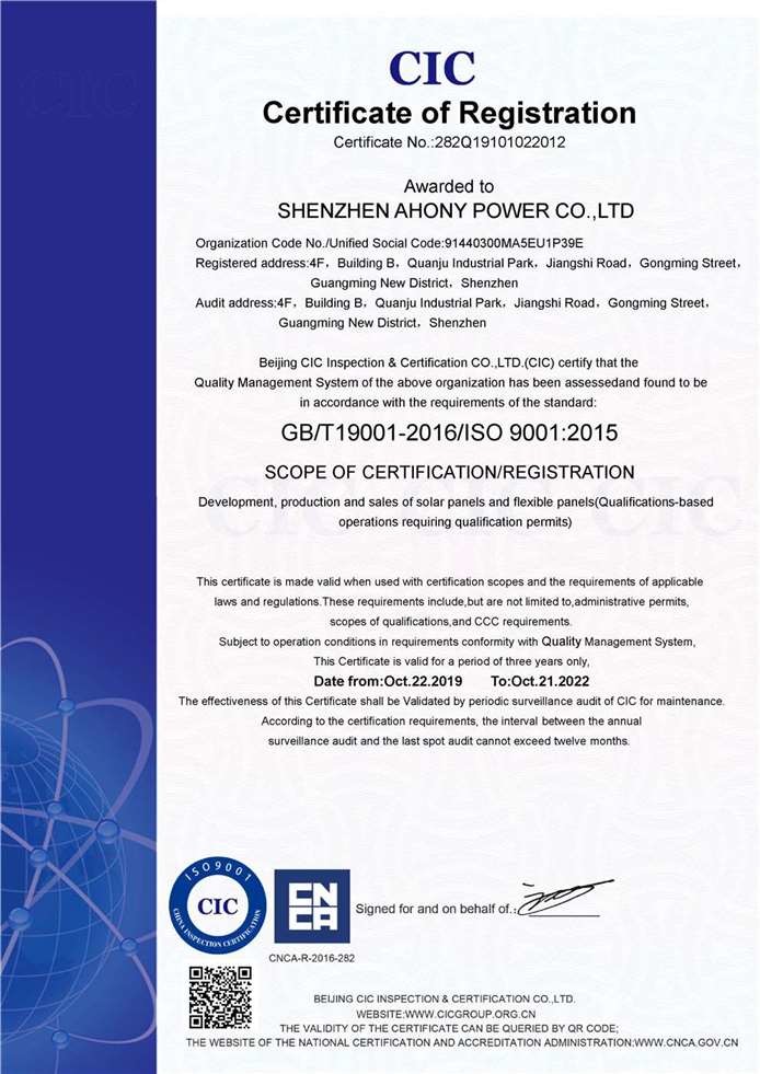 Shenzhen Ahony Power Co., Ltd. Сертификации
