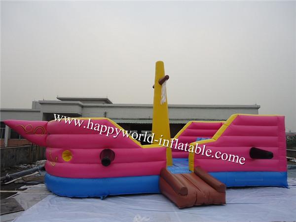 inflatable castle with slide , pirate ship bouncy castle , pirate ship bounce house