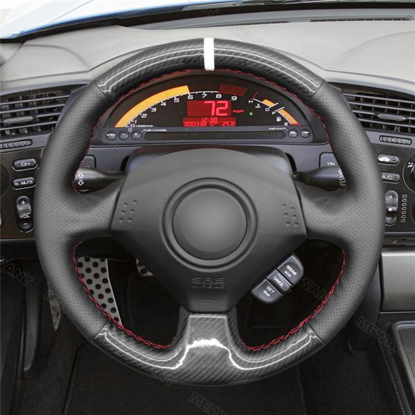HONDA 3-Spoke Wheel Carbon Artificial Leather Steering Wheel Cover for S2000 Civic Si Acura RSX 2000-2009