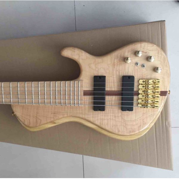 Custom Burst Maple Top 6 Strings Bass Guitar Neck Through Body Ebony Fingerboard Active Pickups Electric Bass