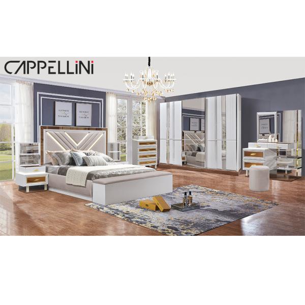 Silver Bed Bench Full Size Bedroom Furniture Sets MDF Wood Panel SGS