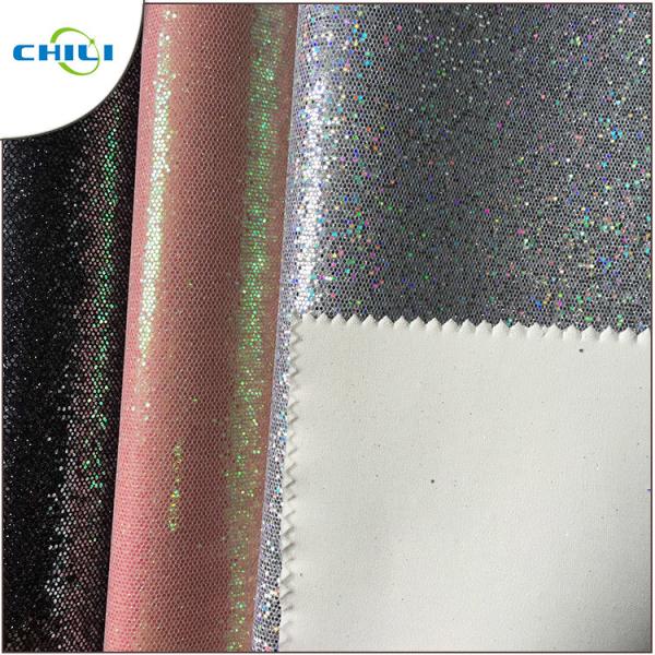 New Design Shining Pu Leather Material Mesh Glitter Fabric For Shoes