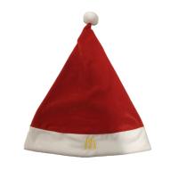 veludo 15.75in vermelho Santa And White Christmas Hat de 0.4M com logotipo de McDonald