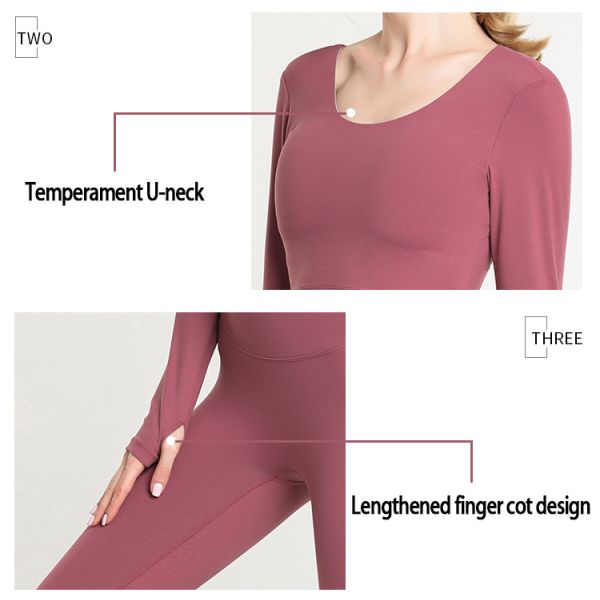 Long Sleeve Two Piece Yoga Outfits Moisture Wicking Yoga Pants And Tops Sets