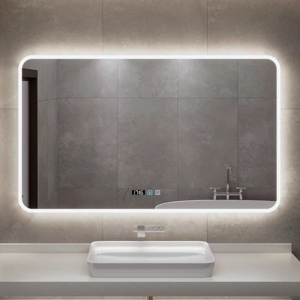 Luxury IP44 Rated LED Bath Mirror with Touch Switch Elegant Modern Design for Villa Hotel & Apartment Washroom Hot Seller