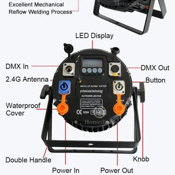 12x18W Wireless Battery Par Can RGBWA UV 6in1 IP65 Waterproof Par Light Uplight