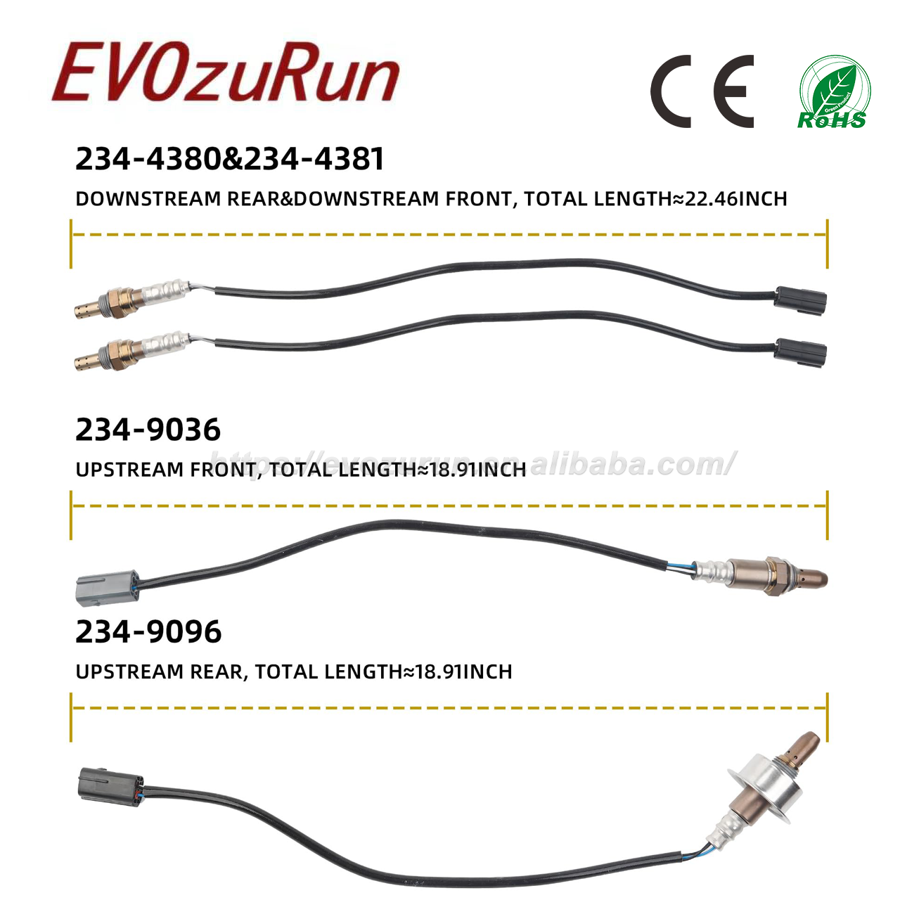 4pcs Upstream Downstream Oxygen Sensor 234-4380 234-4381 234-9036 234-9096 O2 Lambda Sensor for Nissan Altima Maxima 3.5L V6