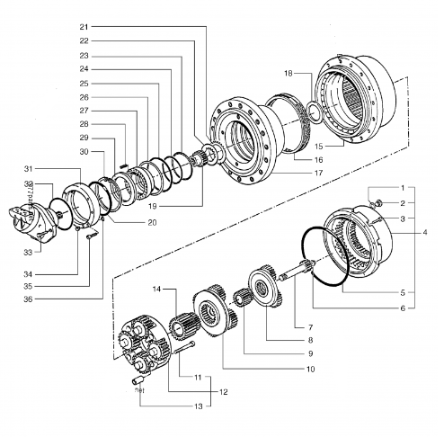DH500 Excavator Travel Gearbox Solar 500LC-V Travel Reduction Gear 2401-9229A