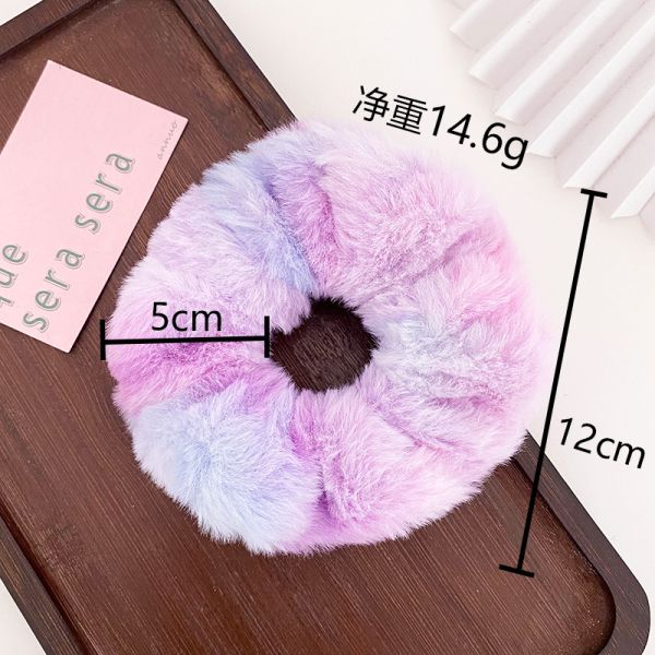 influencers Autumn winter fur tie dye hair colorful scrunchie Korean lady accessories hair rope spot headdress
