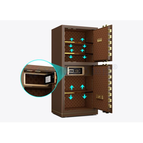 120kg Patented Bolts Dual Alarm Biometric Safe Box Fingerprint Lock YB/N7-150D Coffee