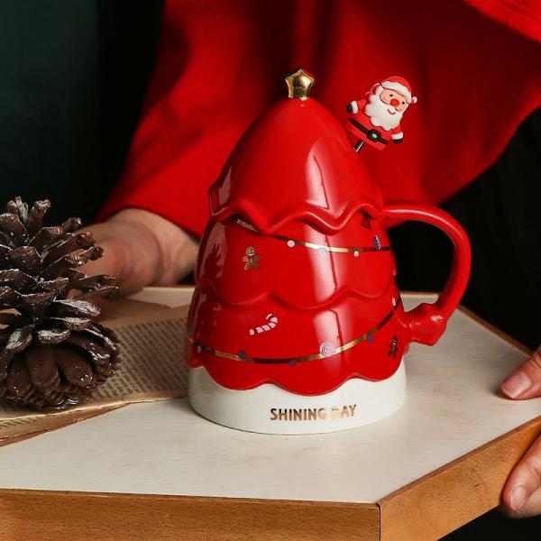 Do café cerâmico criativo da caneca do copo da sublimação da água da árvore de Natal copo valioso da sublimação dos pares